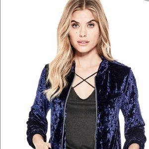 NEW Guess Shiloh Crushed Velvet Dark Blue Jacket